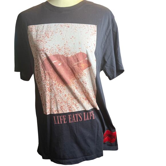 Nature is Metal Life Eats Life Graphic Tee, Rabbit, Streetwear, Black, Large - Picture 4 of 8